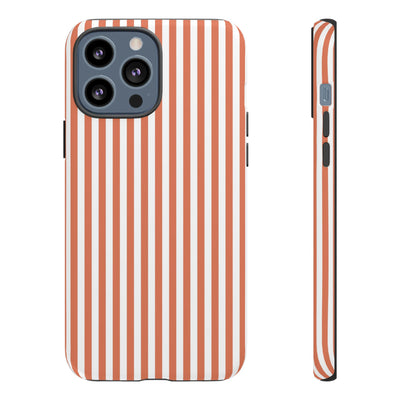 Tough Premium Peach Stripes Phone Case Gift for Her - For Apple iPhone 16 Pro Max 16e iPhone 15 Pro iPhone Iphone 14 Plus 13 Pro 12 SE XR - Studio40ParkLane