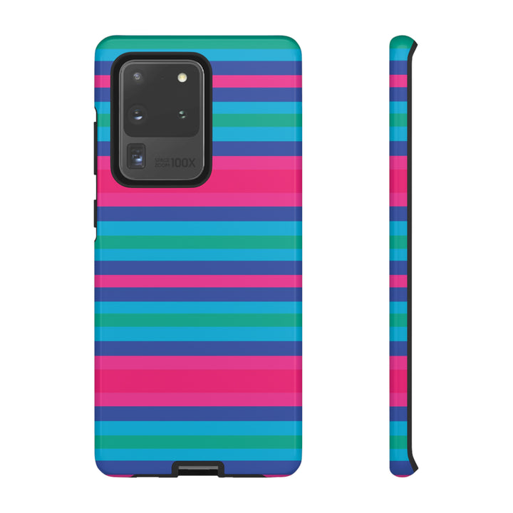 Cute Samsung Phone Case | Aesthetic Samsung Phone Case | Stripes Blue Pink | Galaxy S23, S22, S21, S20 | Luxury Double Layer | Cool - Studio40ParkLane