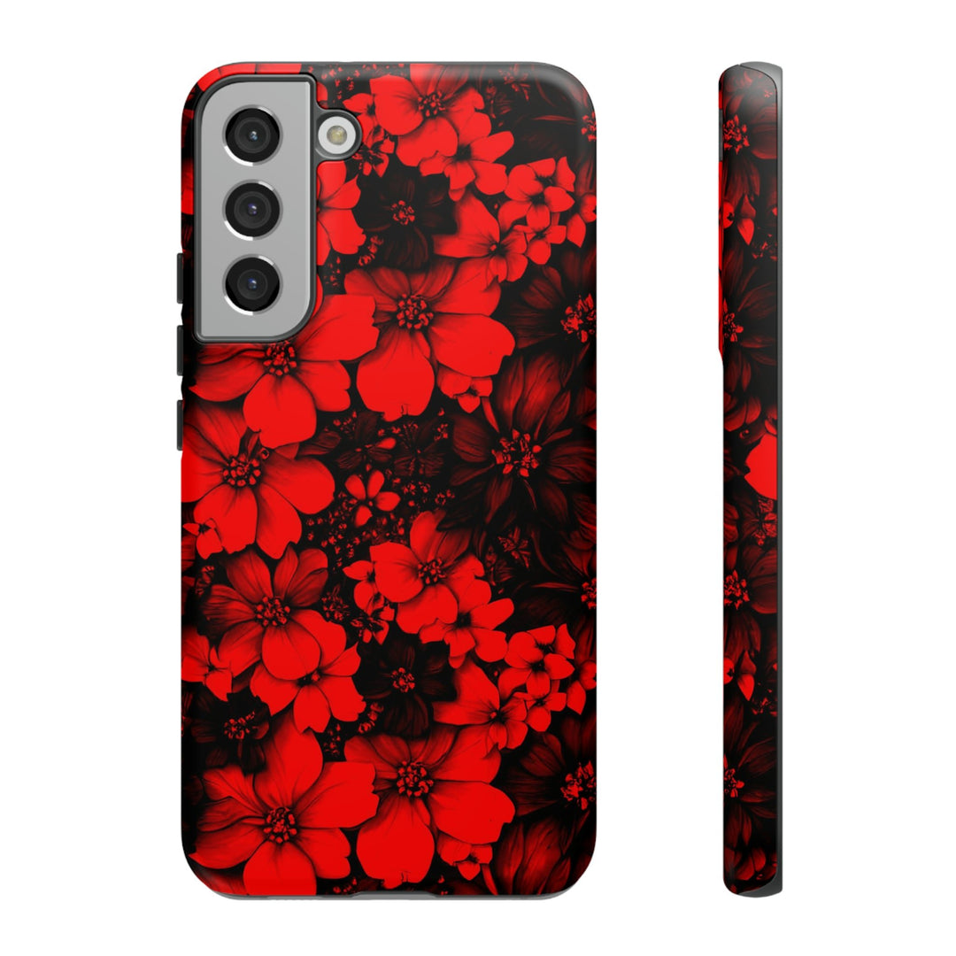 Cute Samsung Phone Case | Aesthetic Samsung Phone Case | Galaxy S23, S22, S21, S20 | Red Black Flowers, Protective Phone Case - Studio40ParkLane