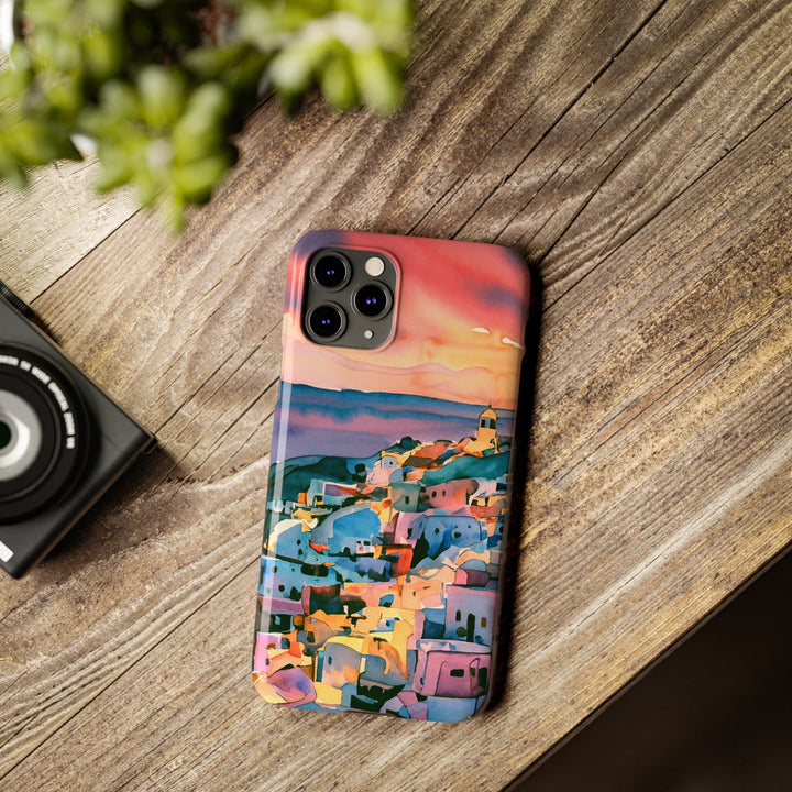Slim Cute Phone Cases for Iphone | iPhone 15 Case | iPhone 15 Pro Max Case, Iphone 14, Iphone 14 Pro Max, Iphone 13, Colorful Greek House Watercolor - Studio40ParkLane
