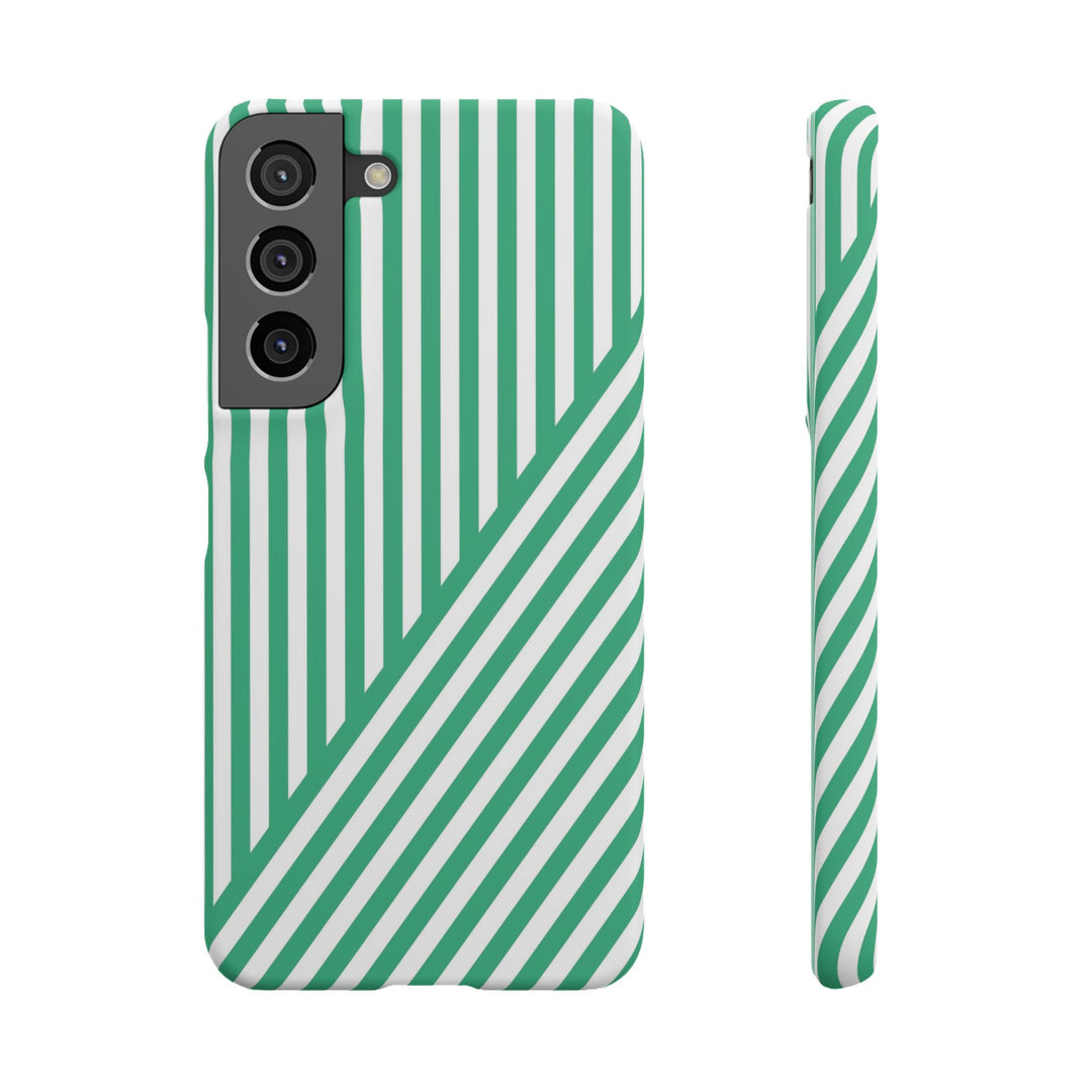 Aesthetic Emerald Stripes Cute Phone Case Sleek Snap - For iPhone 17 Pro Max iPhone 16 Pro iPhone 15 Iphone 14 Plus 13 Pro 12 11 10 Gift