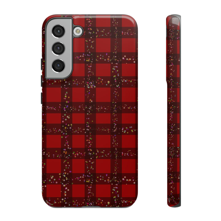 Samsung Phone Cases, Designer Samsung Galaxy S23 Phone Case, Samsung S22 Case, Samsung S21 Case, Samsung S20 Case, Red Festive Plaid - Studio40ParkLane