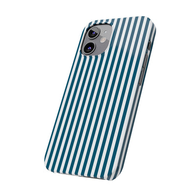 Slim Teal Blue Striped Cute Phone Case for Iphone 16 - | iPhone 15 Pro Max Case | iPhone 14 Case Iphone 13 12 11 10 9 8 7 X XS Gift for Her - Studio40ParkLane