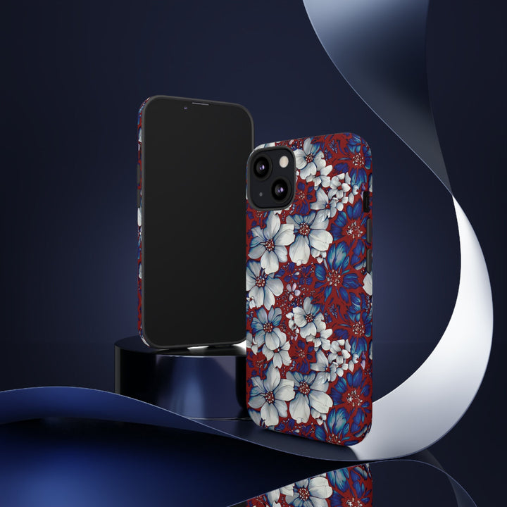 Cute IPhone Case | Red Blue Flowers, iPhone 15 Case | iPhone 15 Pro Case, Iphone 14 Case, Iphone 14 Pro Max Case, Protective Iphone Case - Studio40ParkLane