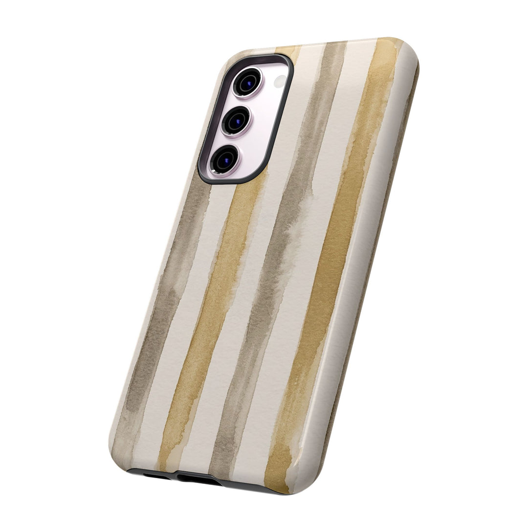 Tough Cute Brown Beige Stripes Phone Case, for IPhone 17 Pro Max | Iphone 17 Air, Iphone 16, IPhone 15, 14 13 12, Samsung Galaxy S26, S25, S24, S23 - Studio40ParkLane