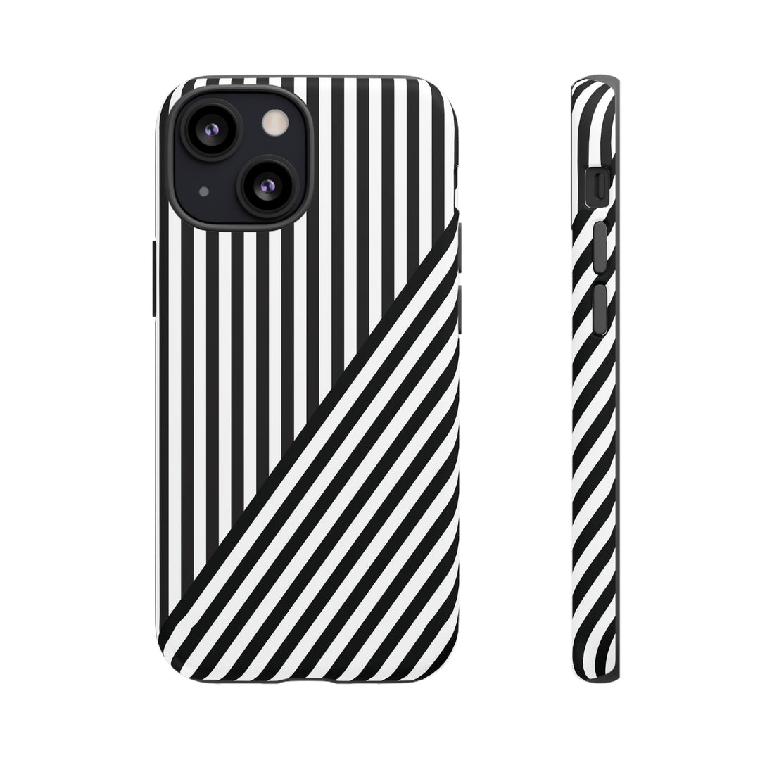Aesthetic Tough Black White Stripes Phone Case - For iPhone 17 Pro Max iPhone 16 Pro iPhone 15 Iphone 14 Plus 13 Pro 12 11 10 XR - Studio40ParkLane