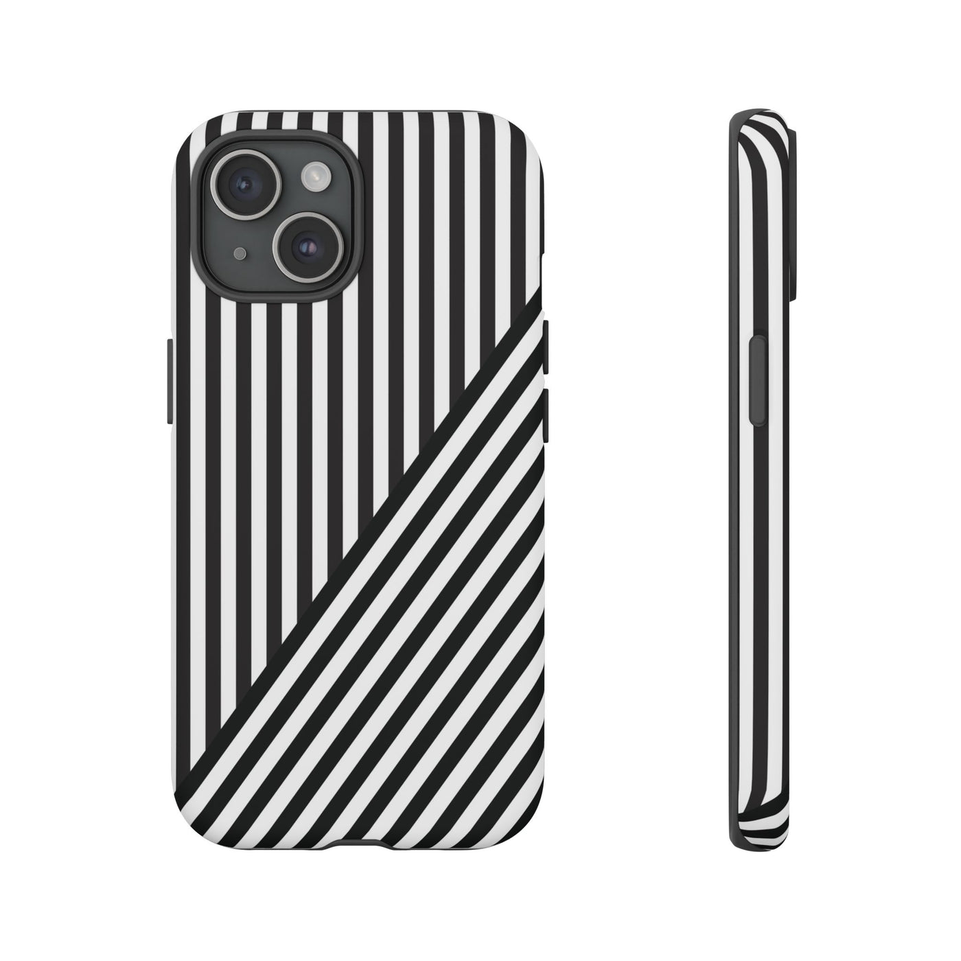 Aesthetic Tough Black White Stripes Phone Case - For iPhone 17 Pro Max iPhone 16 Pro iPhone 15 Iphone 14 Plus 13 Pro 12 11 10 XR - Studio40ParkLane