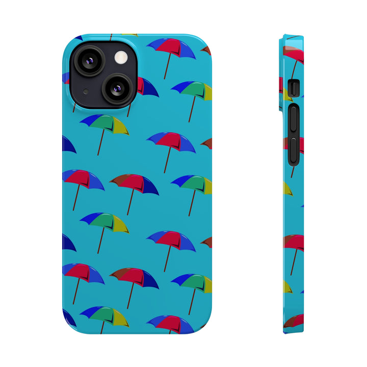 Slim Cute Phone Cases for Iphone - | iPhone 15 Case | iPhone 15 Pro Max Case, Iphone 14 Case, Iphone 14 Pro Max, Iphone 13, Colorful Beach Parasol Blue - Studio40ParkLane