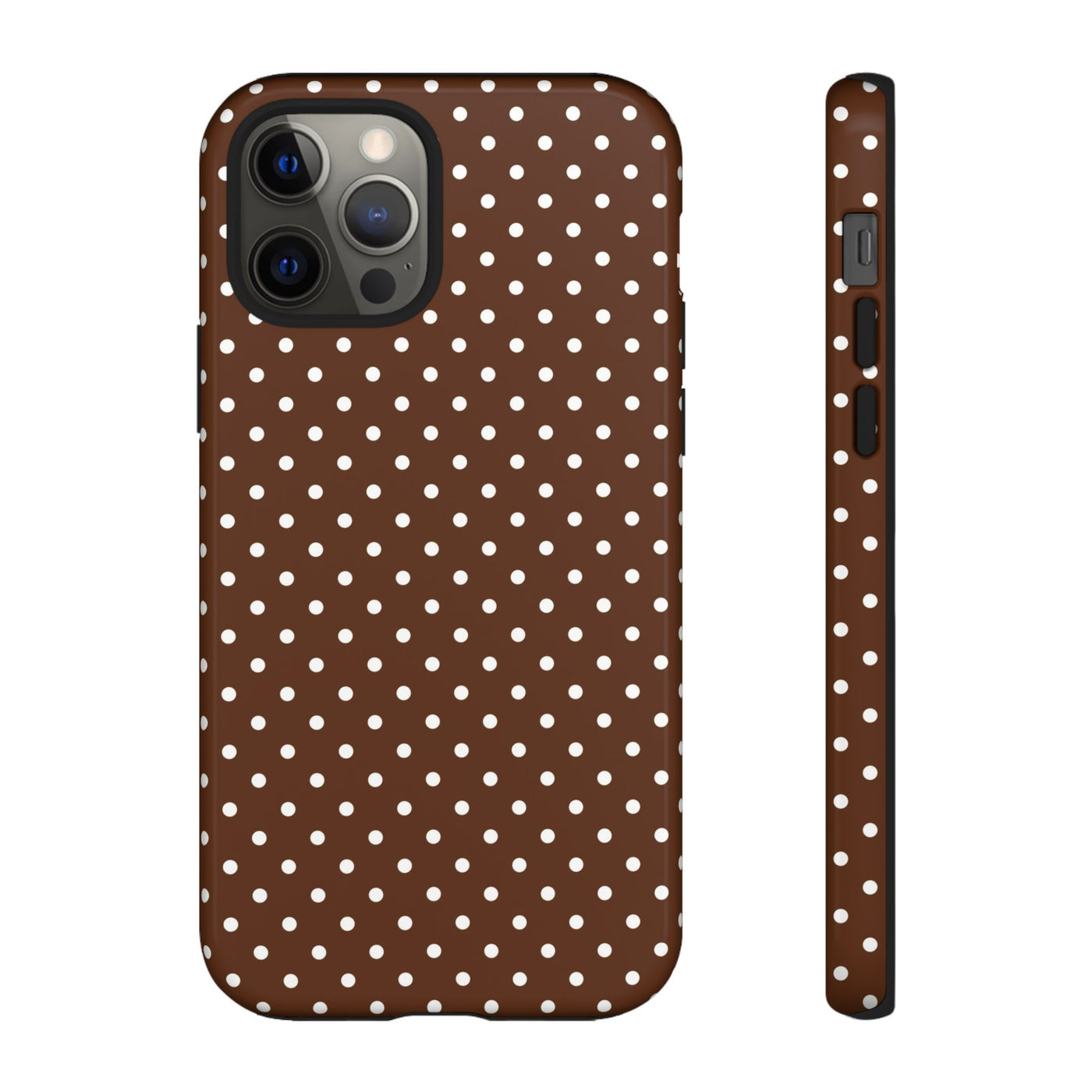 Aesthetic Tough Mocha Brown Polka Dots Premium Phone Case - For iPhone 17 Pro Max iPhone 16 Pro iPhone 15 Iphone 14 Plus 13 Pro 12 11 10 - Studio40ParkLane