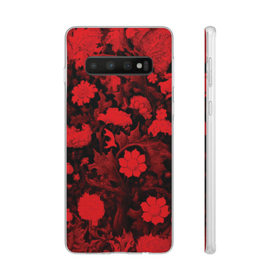 Cute Flexi Samsung Phone Cases, Red Flowers Galaxy S23 Phone Case, Samsung S22 Case, Samsung S21 Case, S20 Plus