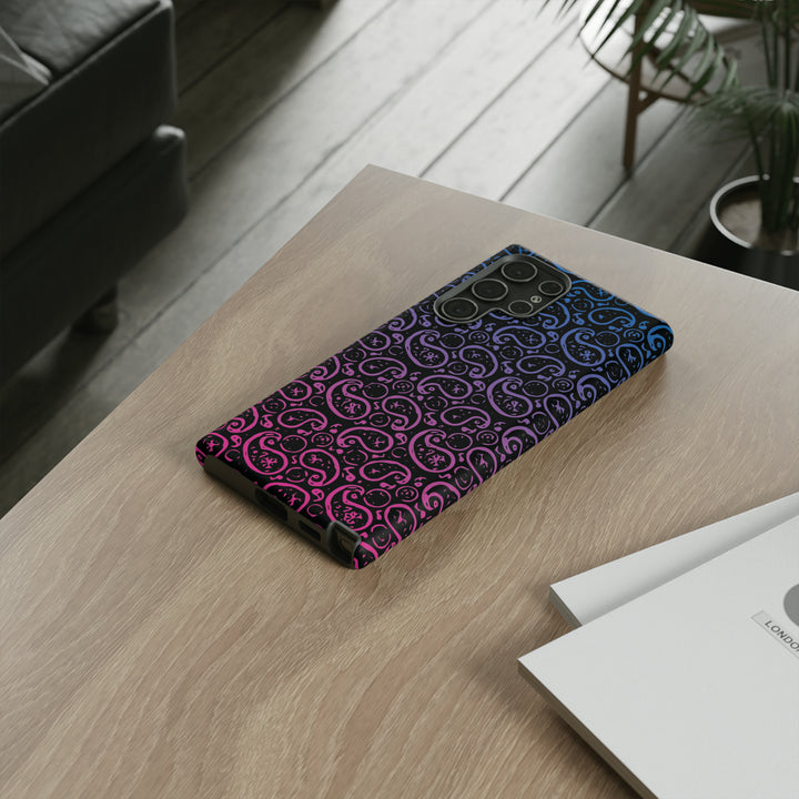 Cool Phone Case | Aesthetic Phone Case | Paisley Blue Pink Black | For Samsung Galaxy S23, S22, S21, S20 | Luxury Double Layer | Cute - Studio40ParkLane