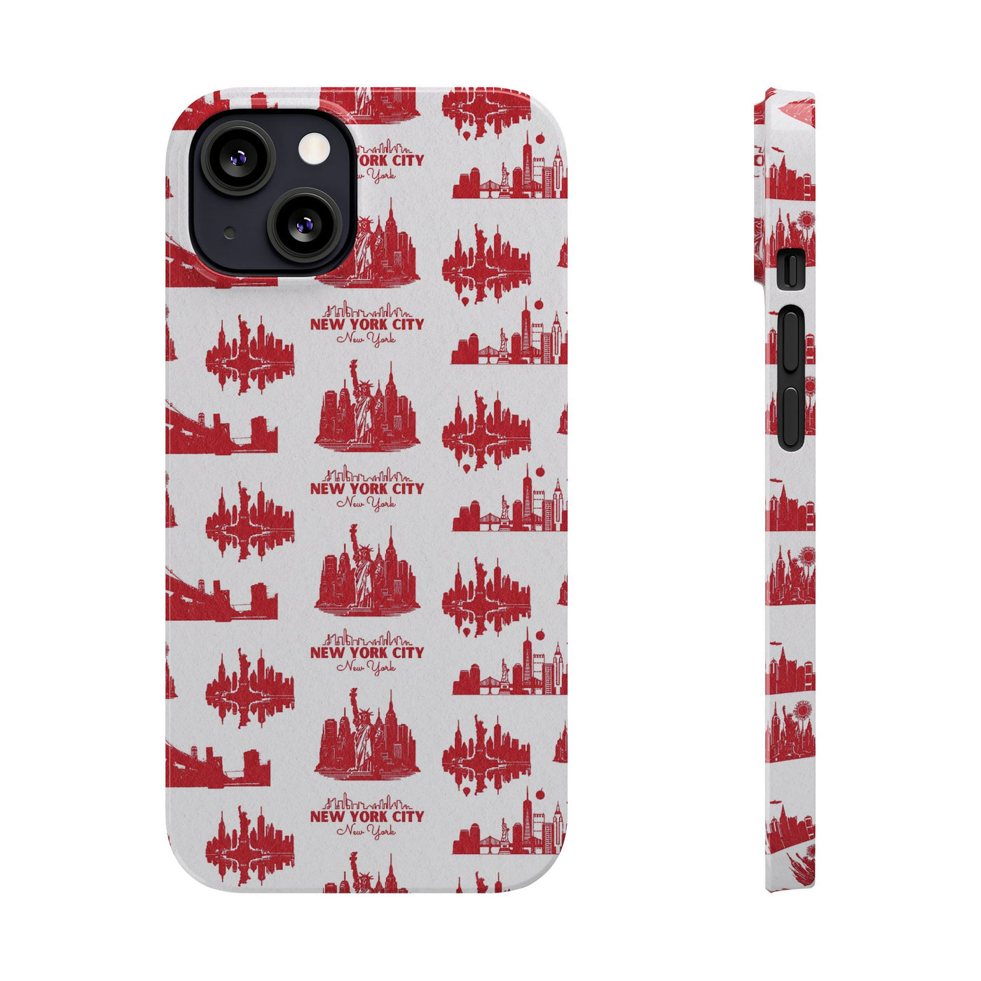 Slim New York Skyline Red Collage Coquette Gift for Her Cute Phone Cases for Iphone 16 Pro Max | iPhone 15 Case | iPhone 15 Pro Max Case, Iphone 14, Iphone 14 Pro Max, Iphone 13 12 11 8 7