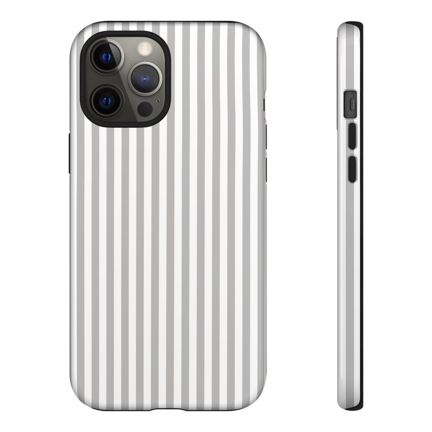 Tough Premium Ash Grey Stripes Phone Case Gift for Her - For Apple iPhone 16 Pro Max 16e iPhone 15 Pro iPhone Iphone 14 Plus 13 Pro 12 SE XR - Studio40ParkLane