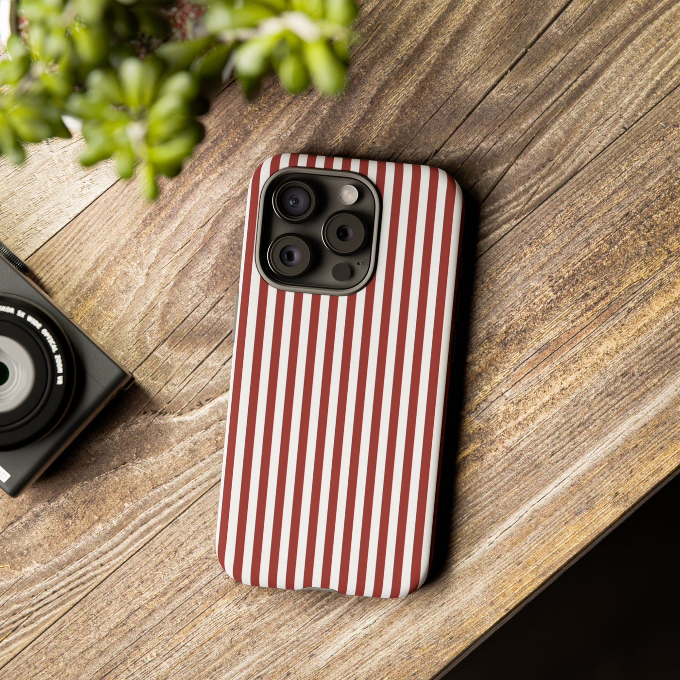 Tough Premium Red Stripes Phone Case Gift for Her - For Apple iPhone 16 Pro Max 16e iPhone 15 Pro iPhone Iphone 14 Plus 13 Pro 12 SE XR - Studio40ParkLane