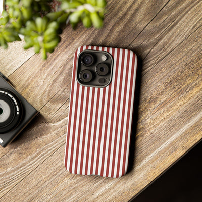 Tough Premium Red Stripes Phone Case Gift for Her - For Apple iPhone 16 Pro Max 16e iPhone 15 Pro iPhone Iphone 14 Plus 13 Pro 12 SE XR - Studio40ParkLane