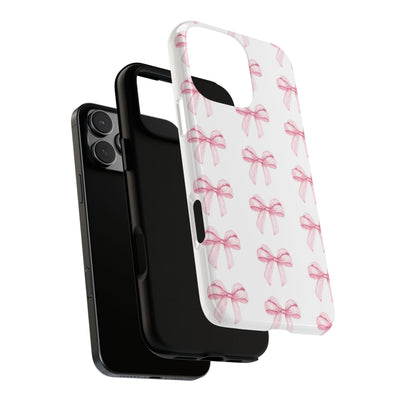 Pink Bows Cute Phone Case, for IPhone 16 Pro Max | Iphone 15, Iphone 14, IPhone 13 Case, 11 8 7, Samsung Galaxy S24, S23, S22, S21, 2 Layer Protection