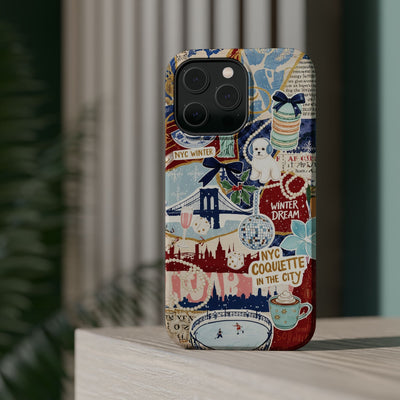 New York Winter Coquette Collage Tough Magsafe Cute Phone Cases for Iphone | iPhone 17 Pro Max Case, Iphone 16, Iphone 15 14 13 12 11 10 9