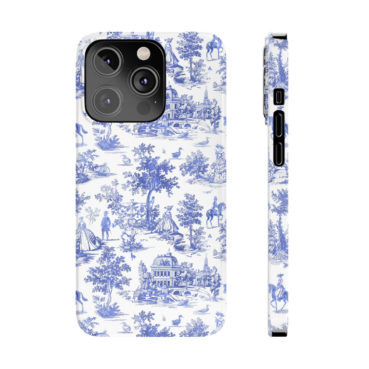 Slim Blue Vintage French Toile Cute Phone Cases for Iphone 16 Pro Max | iPhone 15 Case | iPhone 15 Pro Max Case, Iphone 14, Iphone 14 Pro Max, Iphone 13 12 11 8 7 - Studio40ParkLane