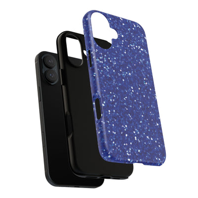 Chic Blue Faux Play on Glitter Effect Cute Phone Case, for IPhone 16 pro Max | Iphone 15, Iphone 14, IPhone 13 Case, 11 8 7, Samsung Galaxy S24, S23, S22, S21, 2 Layer Protection