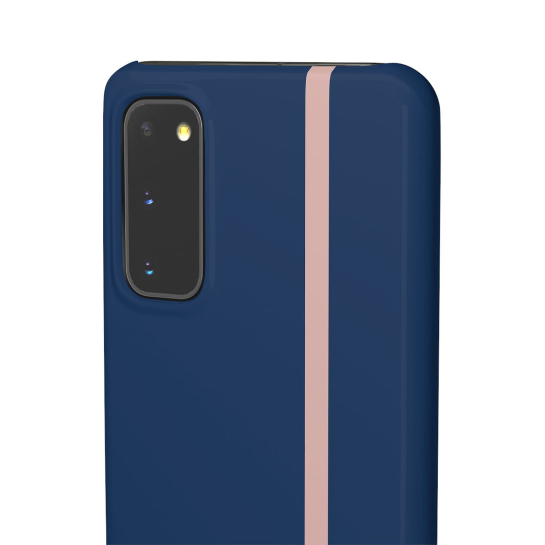 Sleek Navy Blue Pink Stripe Snap Phone Case for iPhone 18 17 16 15 14 13 Pro Max, Samsung Galaxy S26 S25 Ultra Lightweight Cute Phone Case - Studio40ParkLane