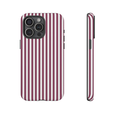 Tough Premium Old Claret Stripes Phone Case Gift for Her - For Apple iPhone 16 Pro Max 16e iPhone 15 Pro iPhone Iphone 14 Plus 13 Pro 12 SE XR - Studio40ParkLane