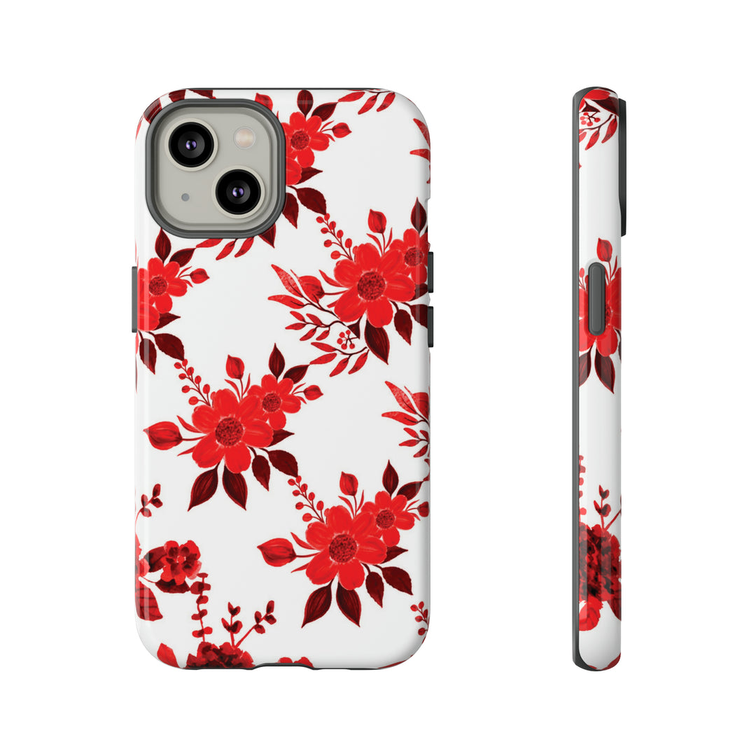 Cute IPhone Case | Red White Flowers, iPhone 15 Case | iPhone 15 Pro Case, Iphone 14 Case, Iphone 14 Pro Max Case, Protective Iphone Case - Studio40ParkLane