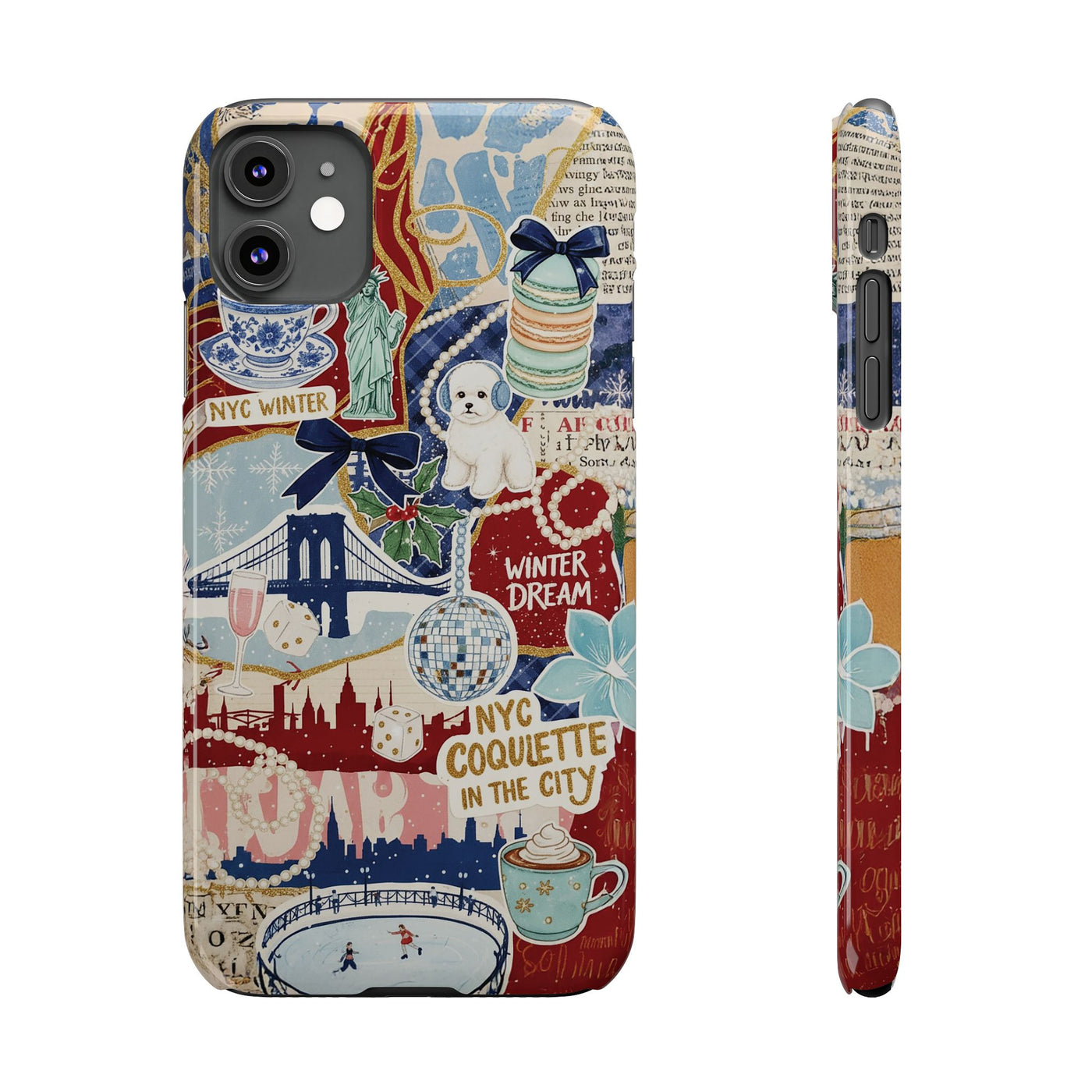 Slim New York Winter Coquette Collage Cute Phone Case for Iphone 16 - | iPhone 15 Pro Max Case | iPhone 14 Case Iphone 13 12 11 10 9 8 7 X - Studio40ParkLane