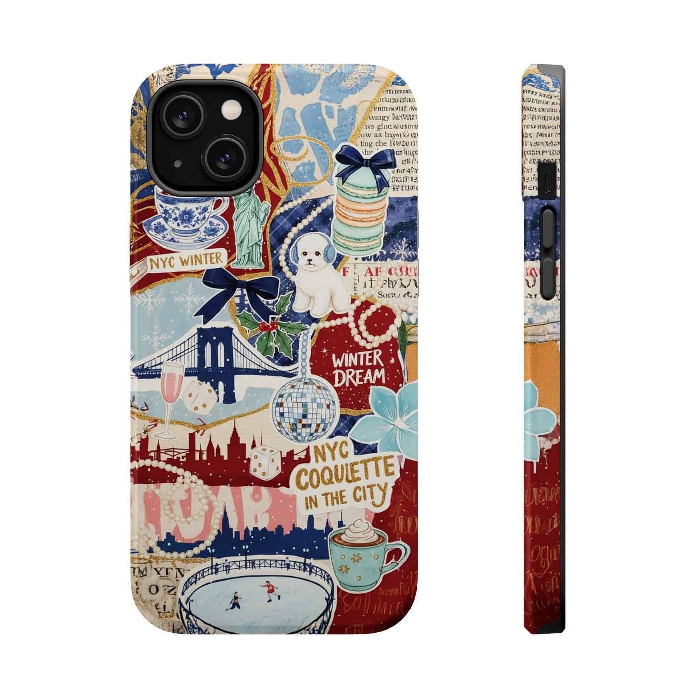 New York Winter Coquette Collage Tough Magsafe Cute Phone Cases for Iphone | iPhone 17 Pro Max Case, Iphone 16, Iphone 15 14 13 12 11 10 9