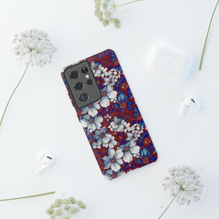 Cute Samsung Phone Case | Aesthetic Samsung Phone Case | Galaxy S23, S22, S21, S20 | Red Blue Flowers, Protective Phone Case - Studio40ParkLane