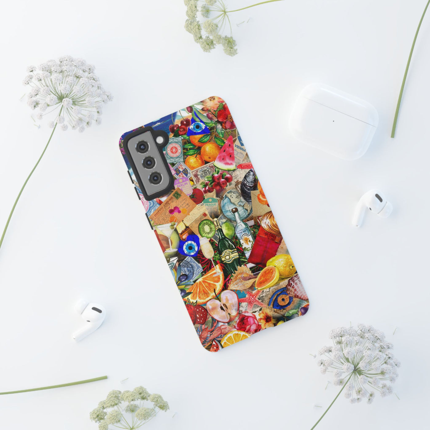 Fruity European Summer Impact Resistant Cute Phone Cases for Samsung S24, S23, S22, S21, IPhone 15 pro Iphone 14 pro Iphone 13 IPhone 12 Iphone 11