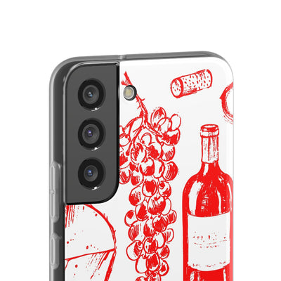 Cute Flexi Phone Cases, French Food Wine Red, Compatible with Samsung Galaxy S23, Samsung S22, Samsung S21, Samsung S20, Galaxy S20 Ultra