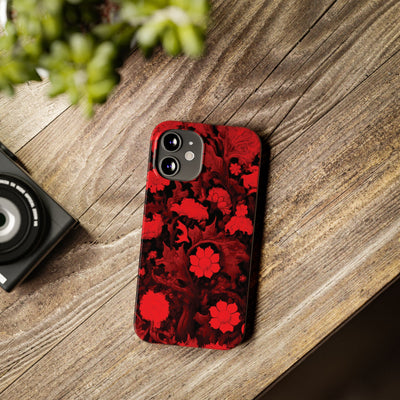 Slim Cute iPhone Cases - | iPhone 15 Case | iPhone 15 Pro Max Case, Iphone 14 Case, Iphone 14 Pro Max, Iphone 13, Red Flowers