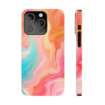 Slim Blue Pink Orange Marbled Cute Phone Cases for Iphone 16 Pro Max | iPhone 15 Case | iPhone 15 Pro Max Case, Iphone 14, Iphone 14 Pro Max, Iphone 13 12 11 8 7