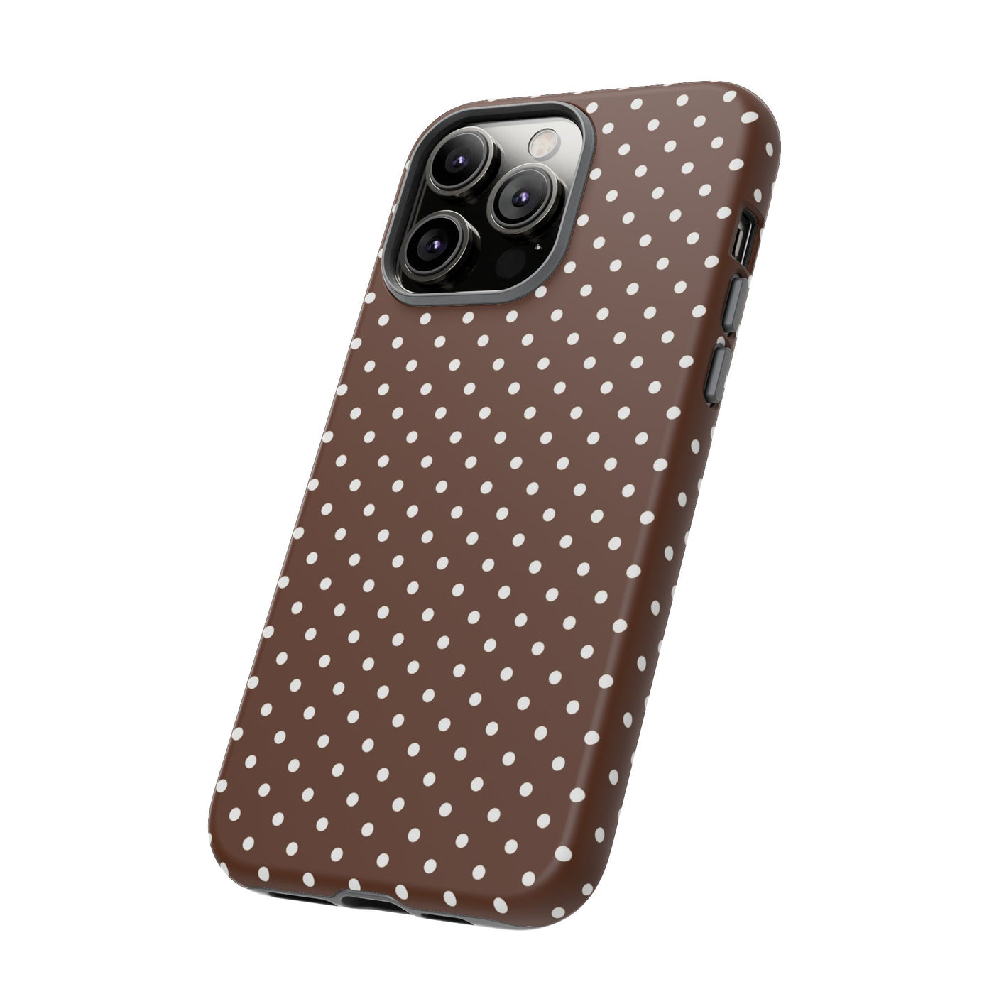 Aesthetic Tough Mocha Brown Polka Dots Premium Phone Case - For iPhone 17 Pro Max iPhone 16 Pro iPhone 15 Iphone 14 Plus 13 Pro 12 11 10 - Studio40ParkLane