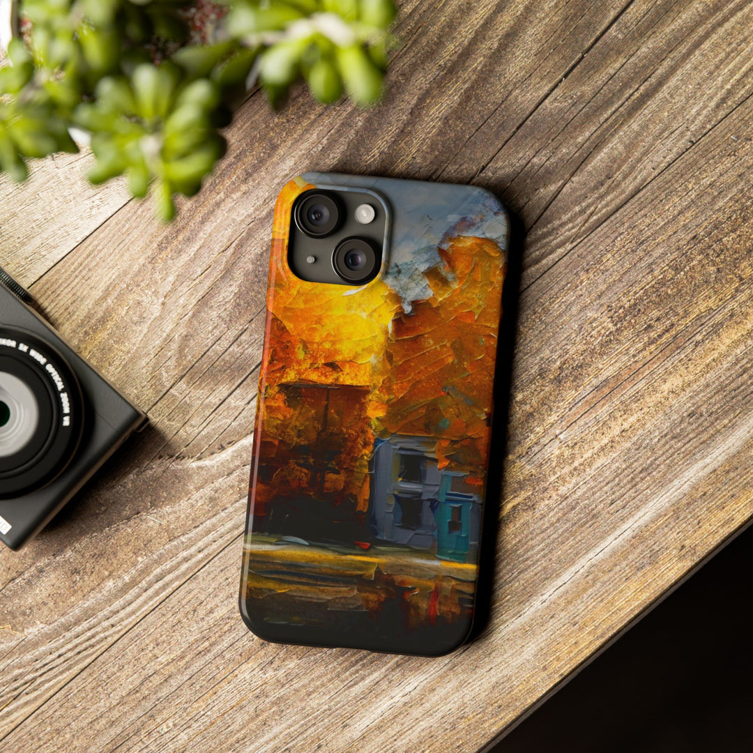 Slim Cute Phone Cases for Iphone - | iPhone 15 Case | iPhone 15 Pro Max Case, Iphone 14 Case, Iphone 14 Pro Max, Iphone 13, Fall Leaves Oil Paint Effect - Studio40ParkLane