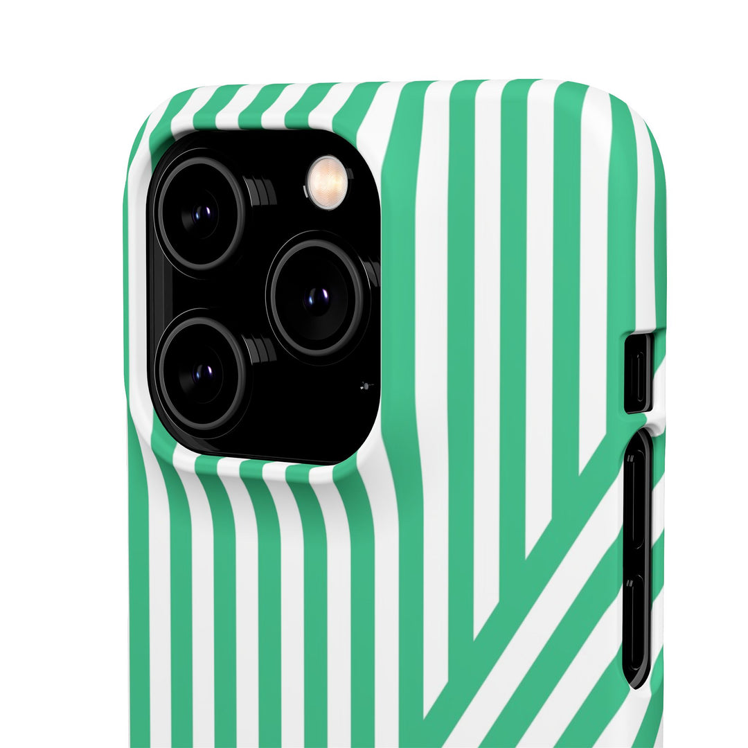 Aesthetic Emerald Stripes Cute Phone Case Sleek Snap - For iPhone 17 Pro Max iPhone 16 Pro iPhone 15 Iphone 14 Plus 13 Pro 12 11 10 Gift