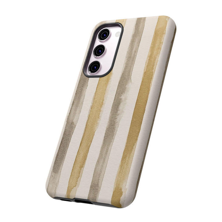 Tough Cute Brown Beige Stripes Phone Case, for IPhone 17 Pro Max | Iphone 17 Air, Iphone 16, IPhone 15, 14 13 12, Samsung Galaxy S26, S25, S24, S23 - Studio40ParkLane