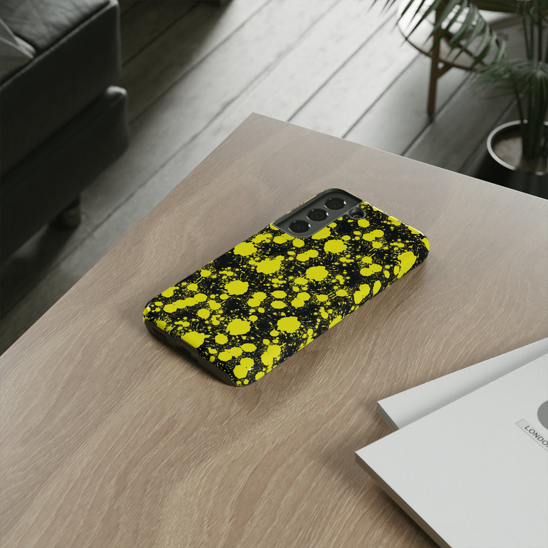 Cute Samsung Phone Case | Aesthetic Samsung Phone Case | Paint Splash Yellow Black | Galaxy S23, S22, S21, S20 | Luxury Double Layer | Cool - Studio40ParkLane