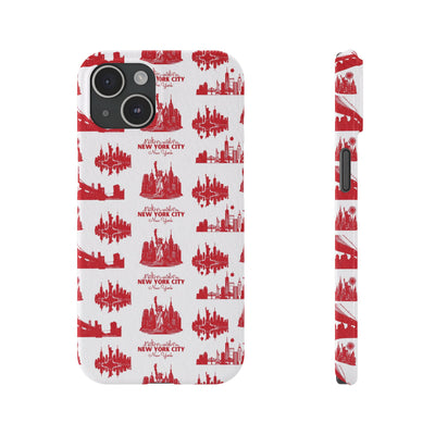 Slim New York Skyline Red Collage Coquette Gift for Her Cute Phone Cases for Iphone 16 Pro Max | iPhone 15 Case | iPhone 15 Pro Max Case, Iphone 14, Iphone 14 Pro Max, Iphone 13 12 11 8 7