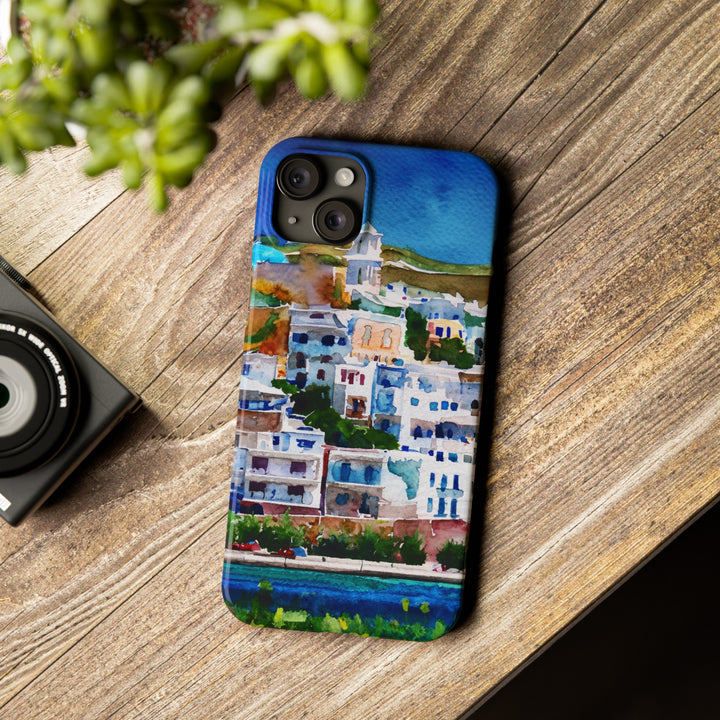 Slim Cute Phone Cases for Iphone | iPhone 15 Case | iPhone 15 Pro Max Case, Iphone 14, Iphone 14 Pro Max, Iphone 13, Colorful Greek House Watercolor - Studio40ParkLane