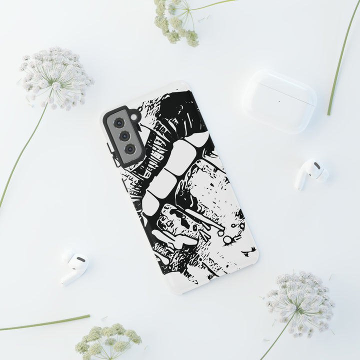 Cute Samsung Phone Case | Aesthetic Samsung Phone Case | Smile Lips Black White | Galaxy S23, S22, S21, S20 | Luxury Double Layer | Cool - Studio40ParkLane