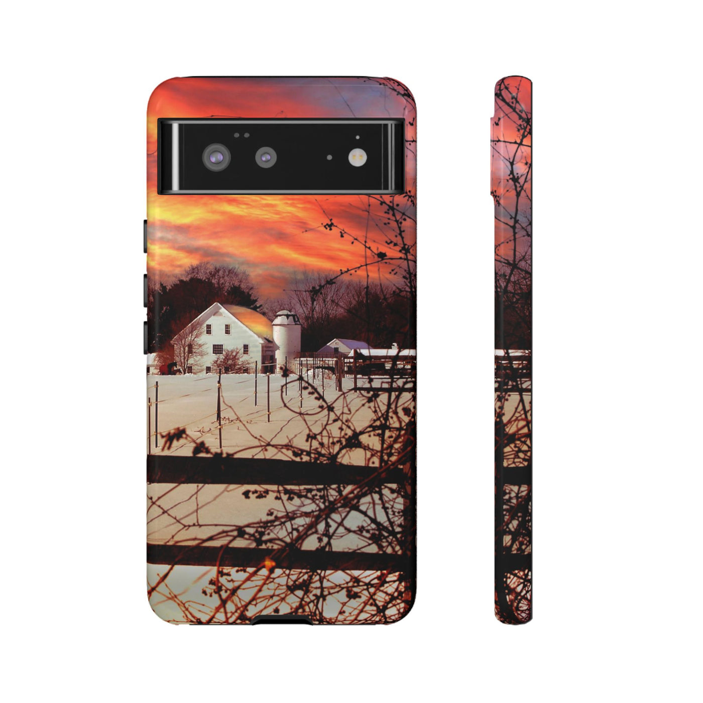 Impact Resistant, Winter Sunset Cute Phone Cases for Samsung S24, S23, S22, S21, IPhone 15 pro Iphone 14 pro Iphone 13 IPhone 12 Iphone 11