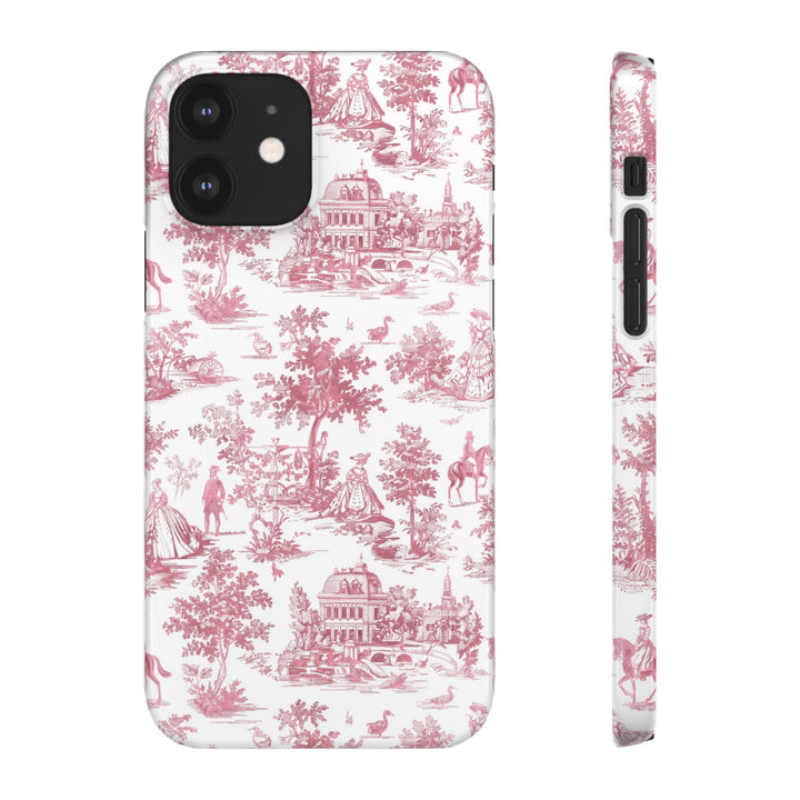 Sleek Snap Pink French Toile Cute Phone Case for iPhone 16 15 14 13 12 11 X Xs Max Xr Pro Plus Samsung Galaxy S24 S23 S22 S21 S20 Note Ultra