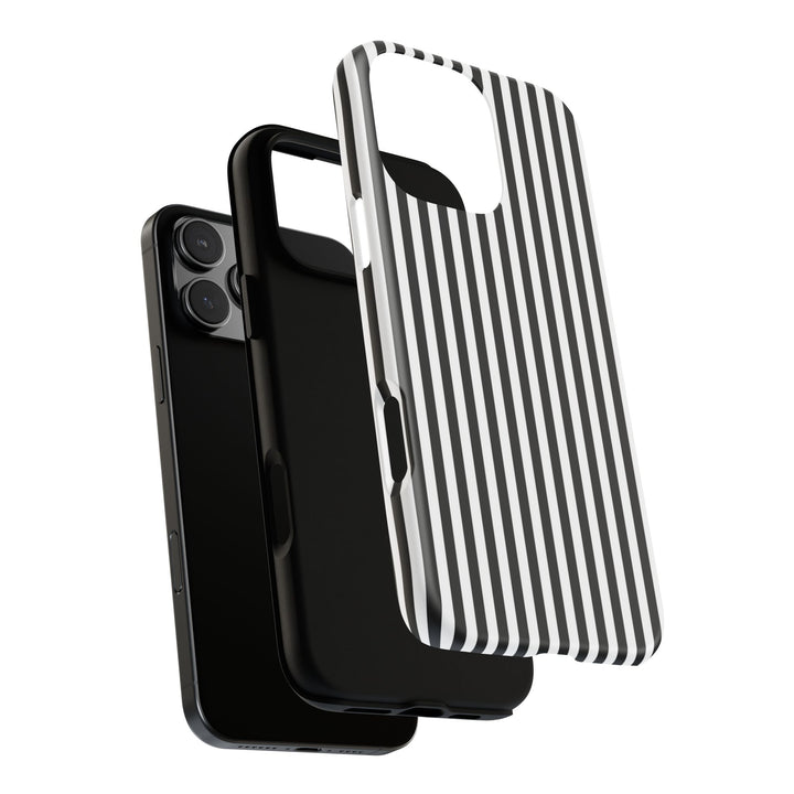 Tough Premium Black White Stripes Phone Case Gift for Her - For Apple iPhone 16 Pro Max 16e iPhone 15 Pro iPhone Iphone 14 Plus 13 Pro 12 SE XR - Studio40ParkLane