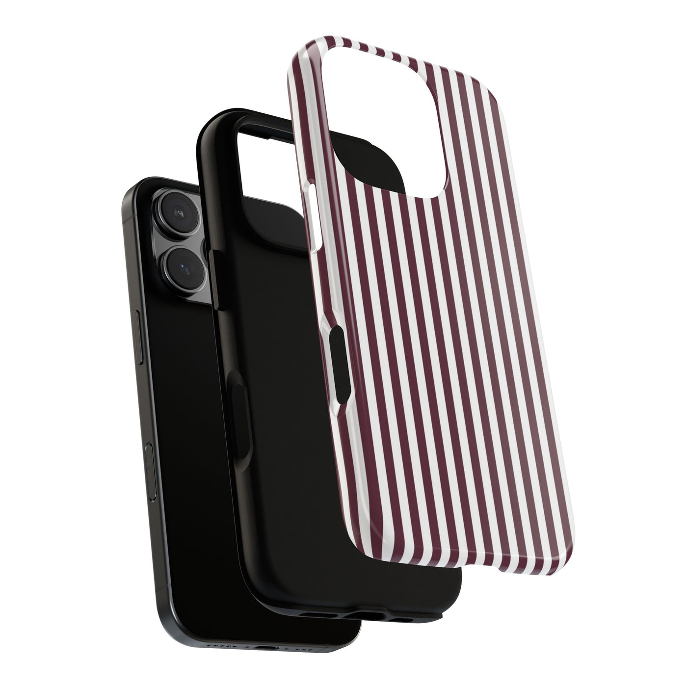 Tough Premium Burgundy Stripes Phone Case Gift for Her - For Apple iPhone 16 Pro Max 16e iPhone 15 Pro iPhone Iphone 14 Plus 13 Pro 12 SE XR - Studio40ParkLane