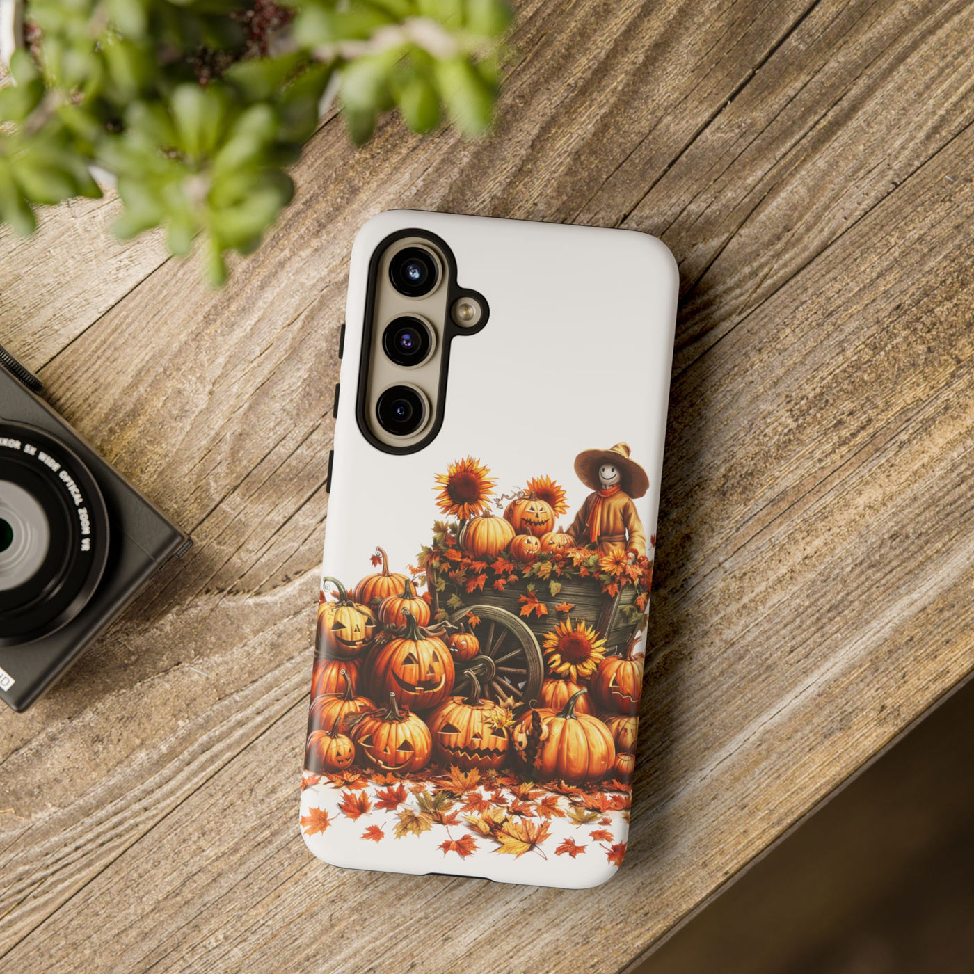 Impact Resistant, Fall Leaves Scarecrow, Cute Phone Cases for Samsung S24, S23, S22, S21, IPhone 15 pro Iphone 14 pro Iphone 13 IPhone 12 Iphone 11