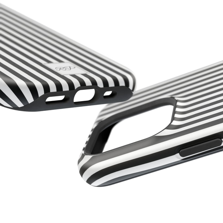 Custom Personalized Black White Striped Magsafe Phone Case for Iphone 17 - | iPhone 16 Pro Max Case | iPhone 15 Case Iphone 14 13 12 11 10 - Studio40ParkLane