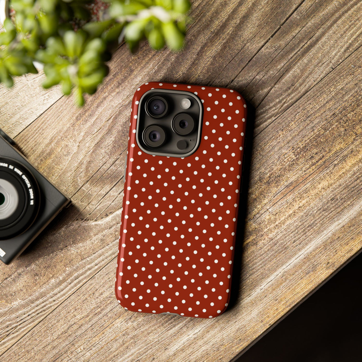 Aesthetic Tough Clay Red Polka Dots Premium Phone Case - For iPhone 17 Pro Max iPhone 16 Pro iPhone 15 Iphone 14 Plus 13 Pro 12 11 10 XR XS - Studio40ParkLane