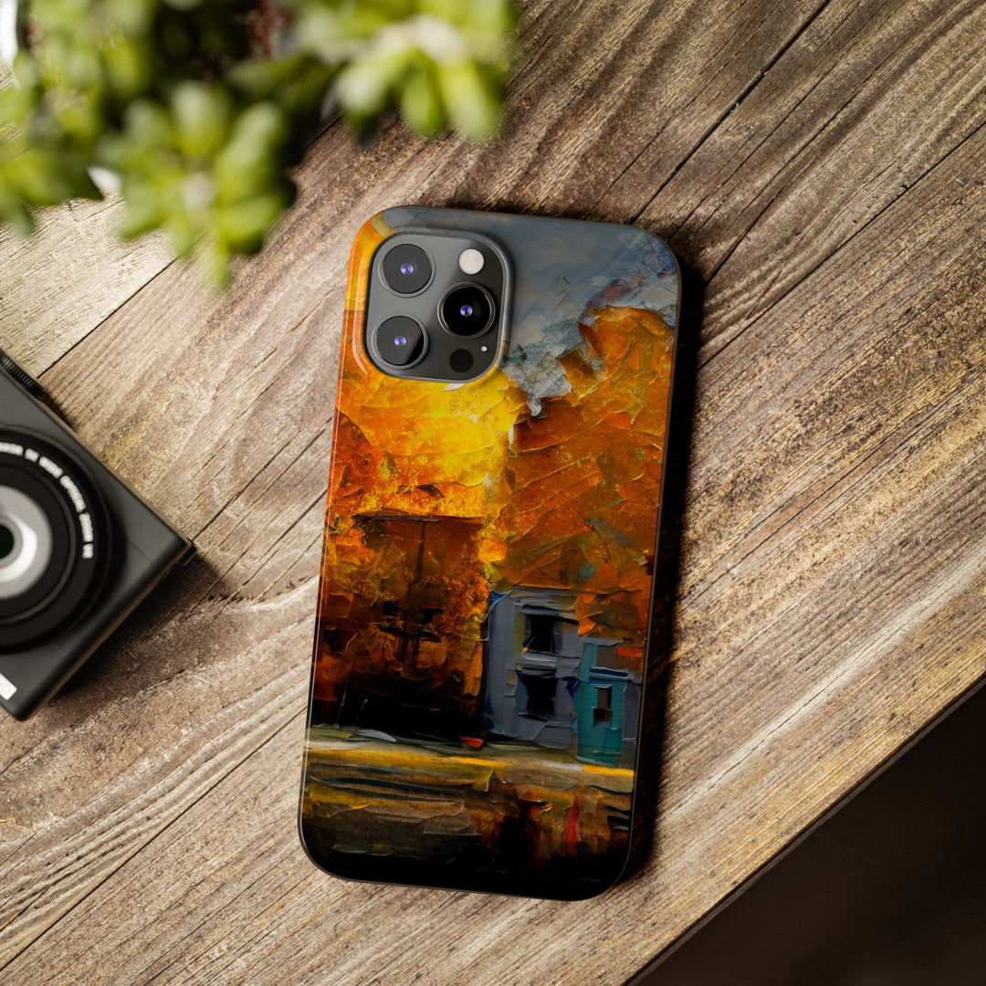 Slim Cute Phone Cases for Iphone - | iPhone 15 Case | iPhone 15 Pro Max Case, Iphone 14 Case, Iphone 14 Pro Max, Iphone 13, Fall Leaves Oil Paint Effect - Studio40ParkLane