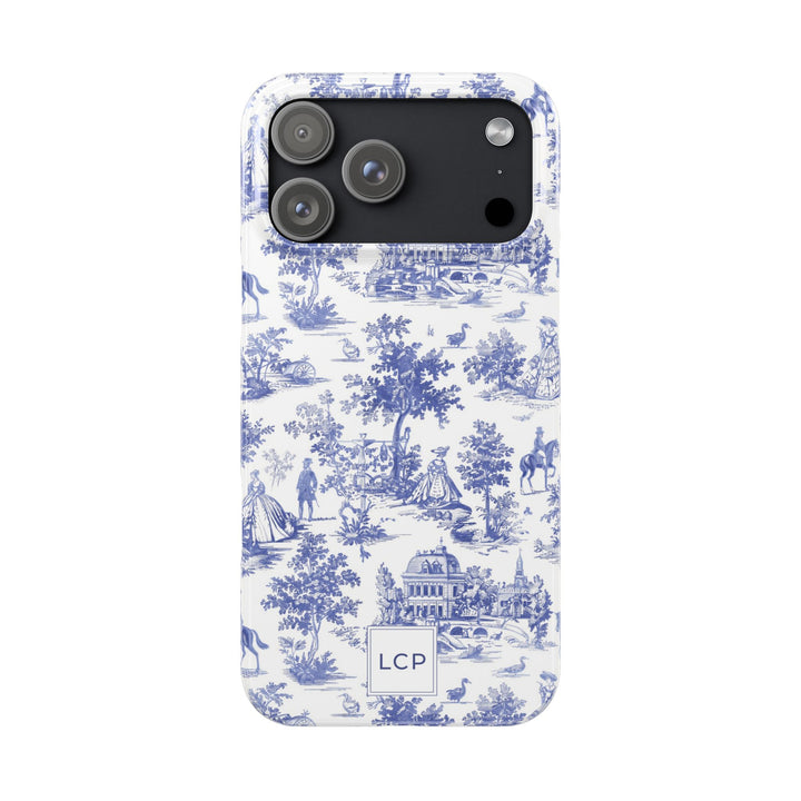 Slim Personalized Slim Blue Vintage French Toile Cute Phone Cases for Iphone 16 Pro Max | iPhone 15 Case | iPhone 15 Pro Max Case, Iphone 14, Iphone 14 Pro Max, Iphone 13 12 11 8 7 - Studio40ParkLane